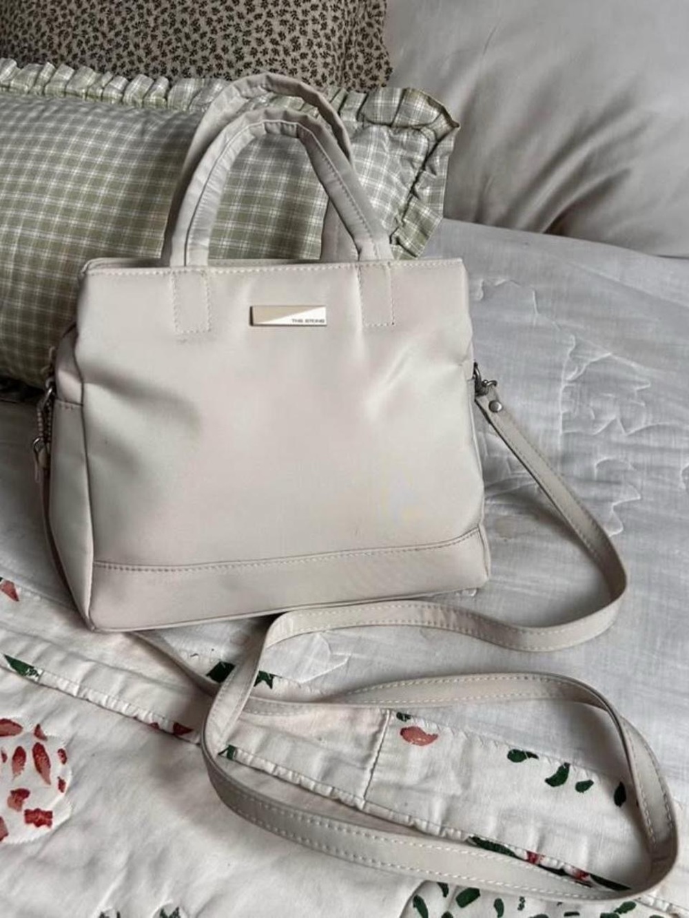 The Stone‎ City Textile Cream Tote - Crossbody / Shoulder Bag